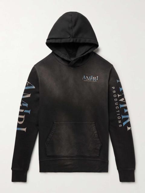 AMIRI Logo-Print Distressed Cotton-Jersey Hoodie