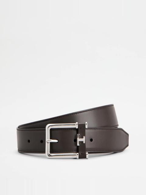 REVERSIBLE BELT IN LEATHER - BROWN, BLUE