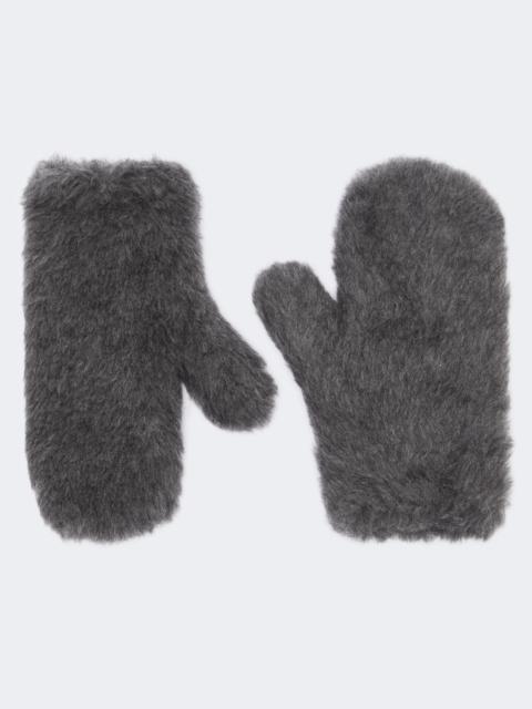 Max Mara Mittens in wool and alpaca Teddy fabric - MEDIUM GREY