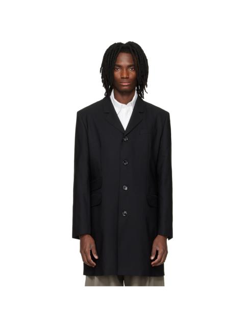 AMI Paris Black New Wool Straight Simple Breasted Coat