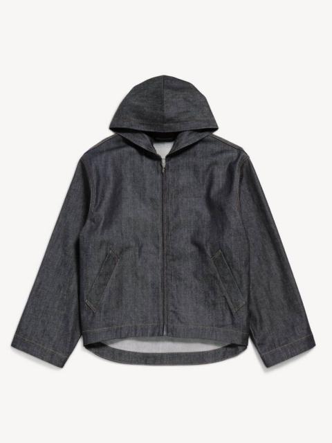 BALENCIAGA Men's Denim Hooded Jacket in Raw Indigo