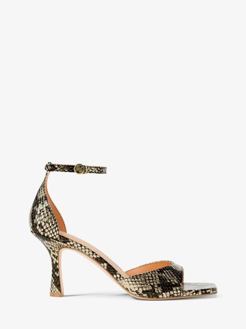 MICHAEL KORS Amali Metallic Snake Embossed Sandal