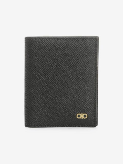 FERRAGAMO Gancini-plaque leather card holder