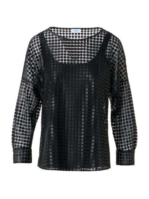 AKRIS Women's Metallic Dot-Embroidered Tulle Blouse - Black