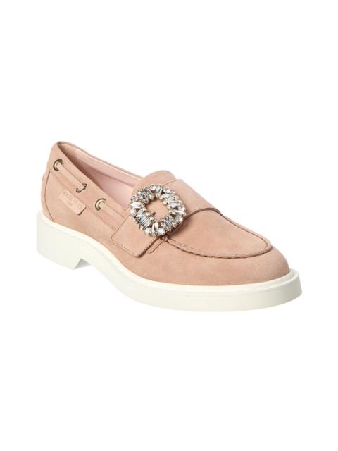 Roger Vivier Viv Boat Strass Suede Loafer