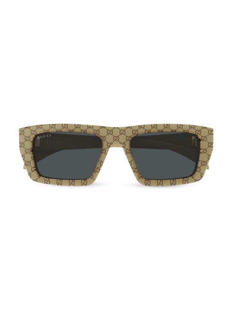 GUCCI Men's Rowcut 54MM Rectangular Sunglasses - Beige Grey