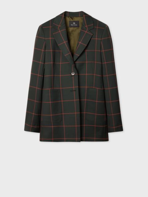Paul Smith Women's Dark Green Windowpane Check Blazer