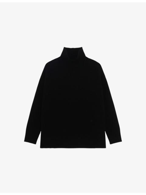 The Kooples High-Neck Relaxed-Fit Cashmere-Blend Jumper