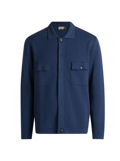 Canali Men's Chest Pocket Knit Overshirt - Blue