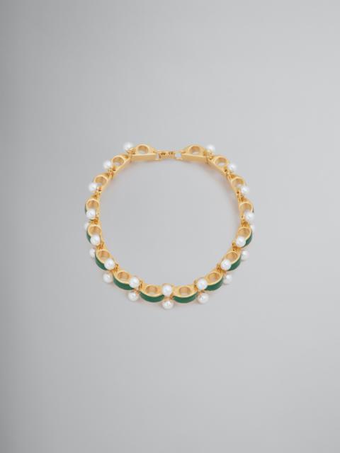 Marni SCALLOPED CHOKER WITH PEARL DETAILS