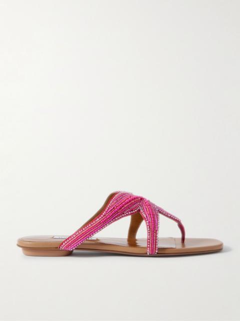 AQUAZZURA Reef Star bead-embellished leather sandals Bright pink