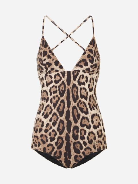 Leopard-print one-piece swimsuit