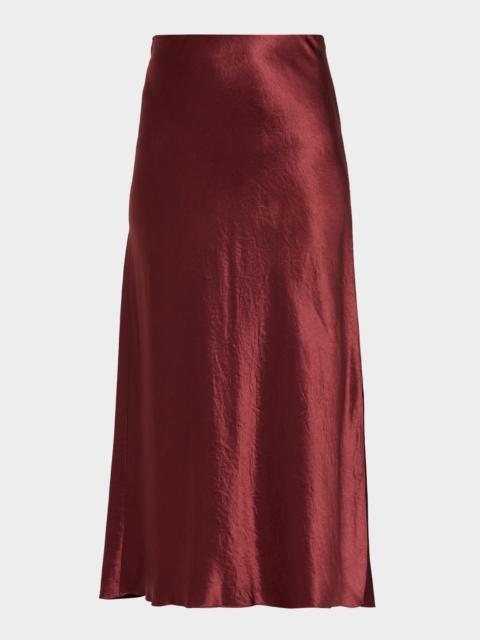 Vince Side-Slit Satin Slip Skirt