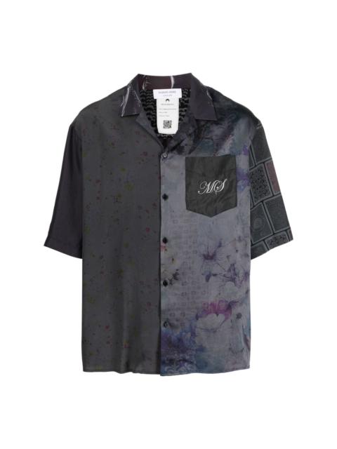 patchwork-pattern print short-sleeve shirt