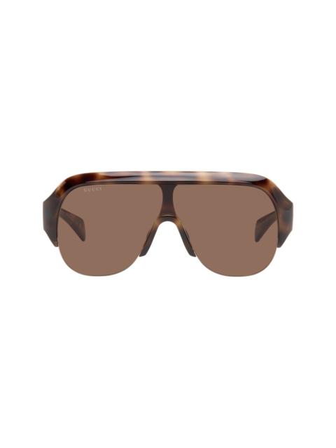 GUCCI Brown Shield Sunglasses