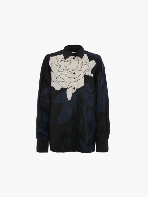 Victoria Beckham Pyjama Shirt In Navy Floral Print