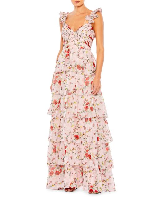 MAC DUGGAL Women's Floral Tiered Gown - Pink Multi