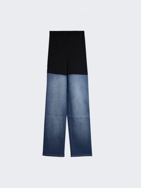 Contrast Denim Pants Blue