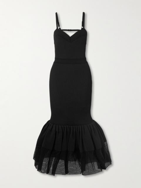 Givenchy Tiered Pleated Ribbed-knit Maxi Dress
