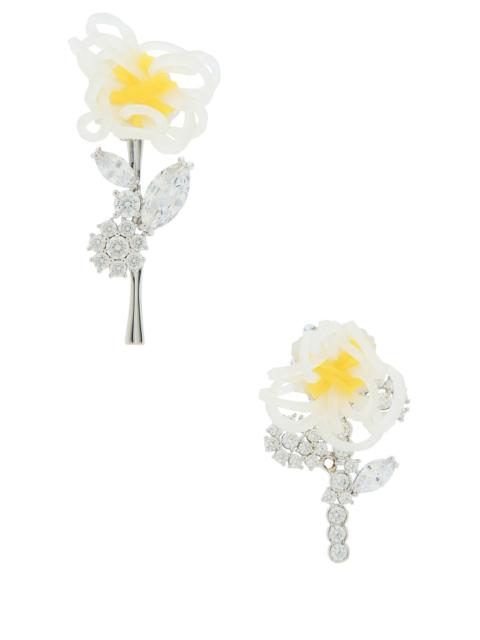 SHUSHU/TONG Rubber Band Flower Gemstone Branch And Leaf Stud Earrings