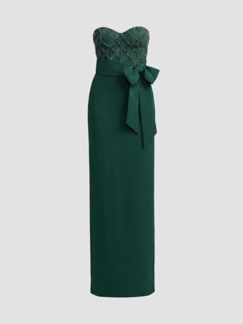 MAC DUGGAL Women's Crystal-Embellished Crêpe Strapless Bustier Gown - Emerald