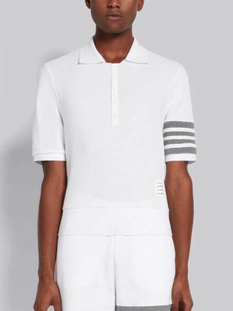 Thom Browne White Compact Waffle Rib Cuff 4-Bar Polo