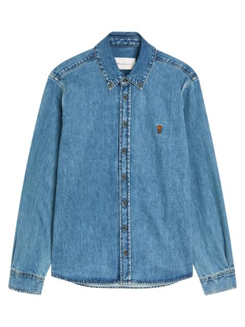 AMI Paris Ami Paris Logo-embroidered Denim Shirt