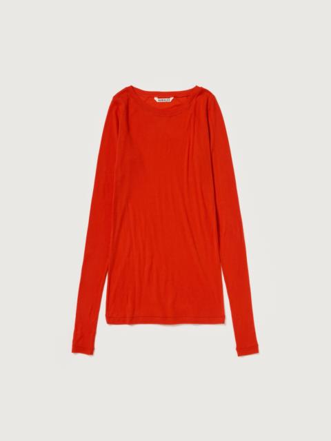 AURALEE SUPER HIGH GAUGE SHEER RIB WIDE-NECK L/S TEE