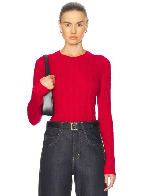 Cable Shrunken Cashmere Crew Sweater