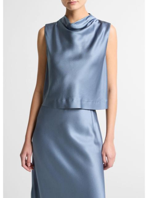 Vince Satin Cropped Cowl-Neck Top