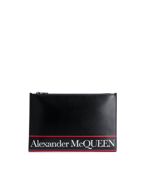 Alexander McQueen logo stripe clutch bag