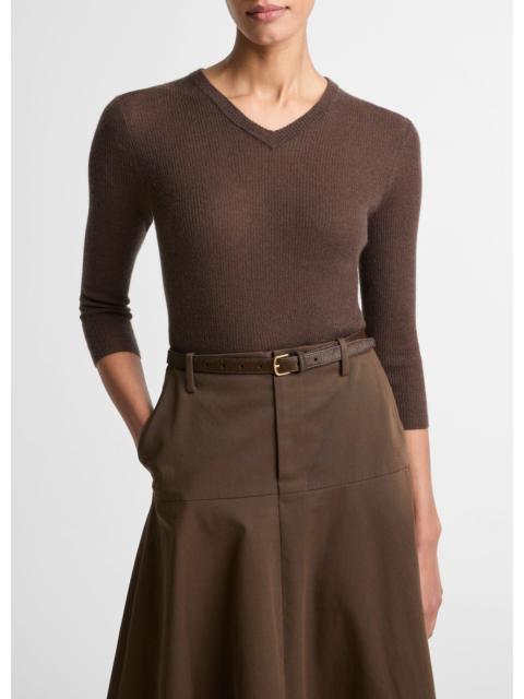 Vince Cashmere-Silk High V-Neck Sweater