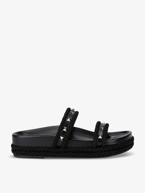 Rockstud leather espadrille sandals