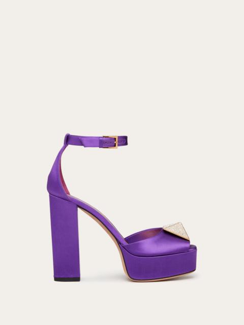 Valentino ONE STUD OPEN-TOE SATIN PLATFORM PUMP WITH STUD AND CRYSTALS 120MM