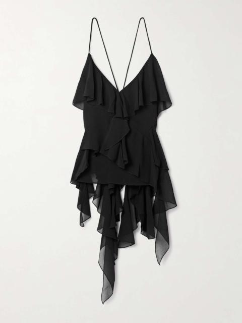 Aje. Valentine ruffled crepe tank Black