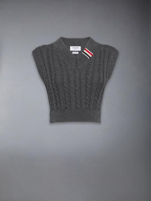 Thom Browne Baby Cable Cropped V Neck Pullover