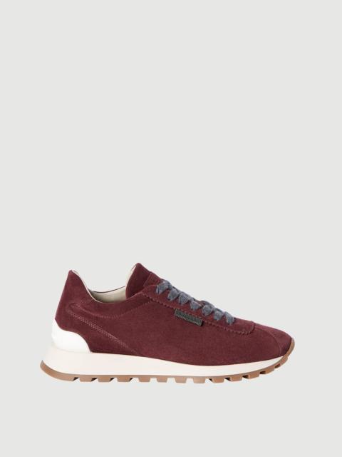 Brunello Cucinelli Suede runners with shiny tab