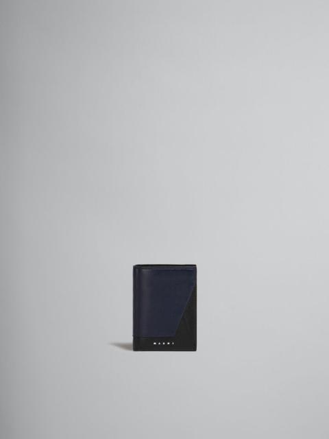 NAVY BLUE AND BLACK LEATHER BI-FOLD WALLET