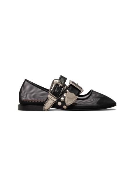 TOGA PULLA Black Metal Mesh Ballerina Flats