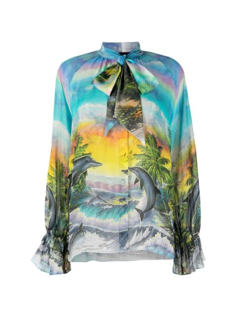 PHILIPP PLEIN Hawaii-print chiffon shirt