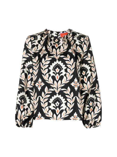 graphic-print silk blouse