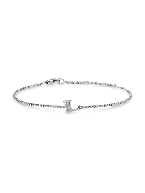 DAVID YURMAN Women's Petite Initial Chain Bracelet in Sterling Silver - Diamond L