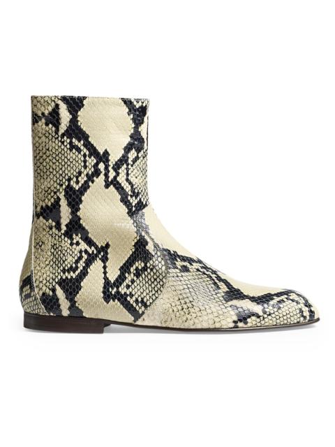 KHAITE Women's Colt Snake-Print Leather Ankle Boots - Natural