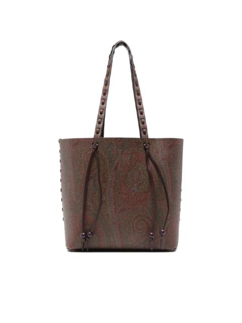 Etro paisley-pattern braided-handle tote bag