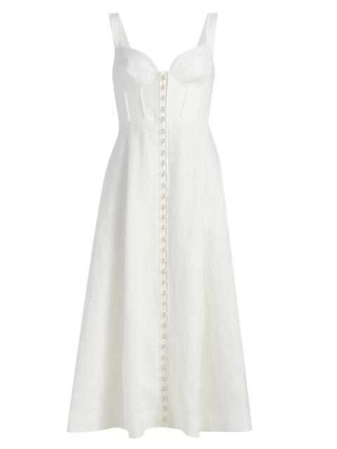 Zimmermann Women's Luna Buttoned Linen Picnic Dress - Ivory