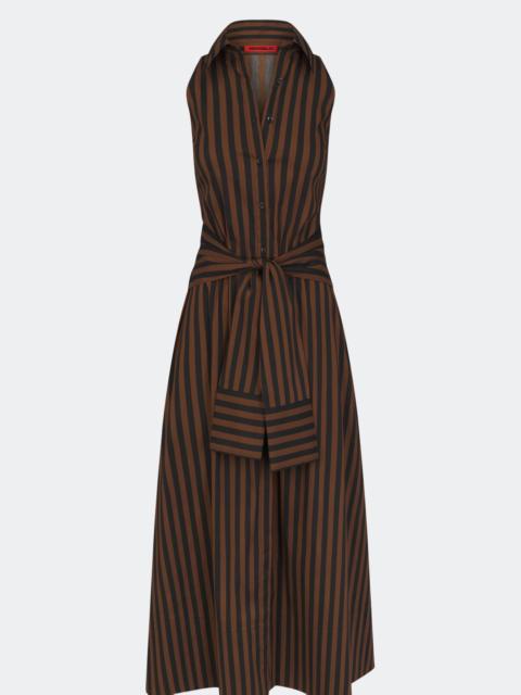 SIMONMILLER Inna Sleeveless Poplin Dress In Black/Choco Brown Stripe