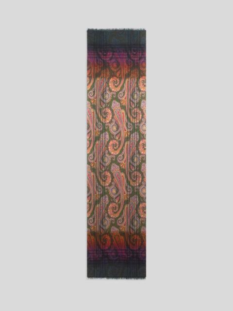Etro WOOL JACQUARD SCARF WITH CHECK PRINT AND FADED PAISLEY MOTIF