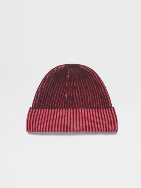 ZEGNA FUCHSIA AND DARK PURPLE OASI CASHMERE BEANIE