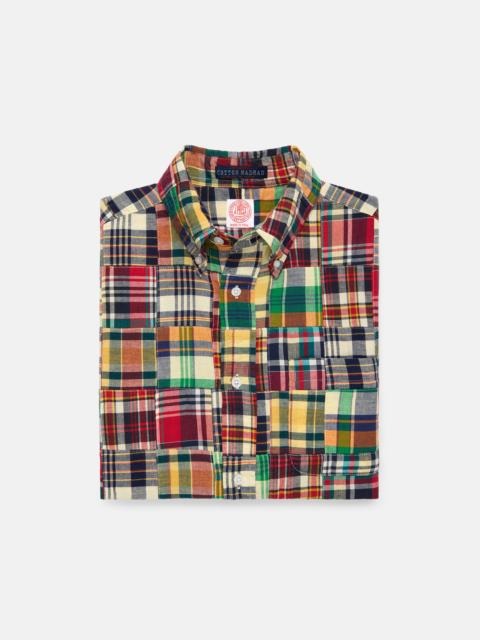J. PRESS PATCHWORK MADRAS BUTTON DOWN SHORT SLEEVE SHIRT