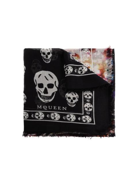 Alexander McQueen skull-pattern fringed scarf